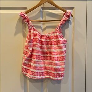 Self contrast womens ruffled tank top 100% cotton